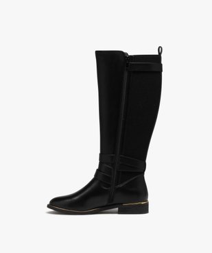 Bottes femme unies avec détails métallisés  vue3 - GEMO (CASUAL) - GEMO