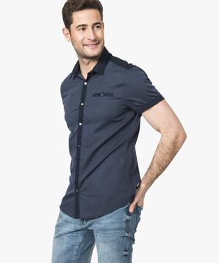 Chemise à manches courtes et détails contrastants - Repassage facile vue1 - GEMO (HOMME) - GEMO