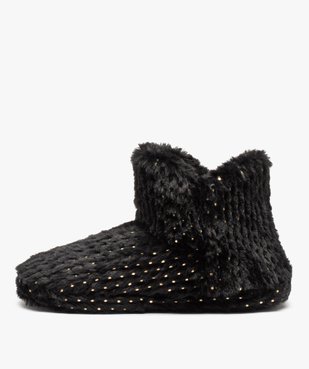 Chaussons femme boots en textile peluche à pois vue3 - GEMO(HOMWR FEM) - GEMO