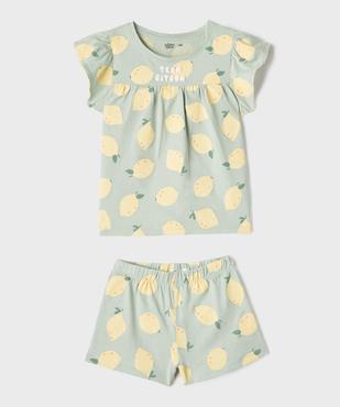 Pyjashort en jersey de coton imprimé à haut blouse fille vue1 - GEMO 4G FILLE - GEMO