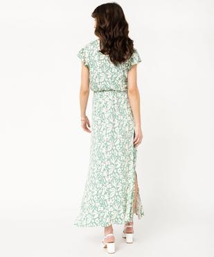 Robe longue à col cache-cœur et manches courtes volantées femme vue3 - GEMO 4G MATERN - GEMO