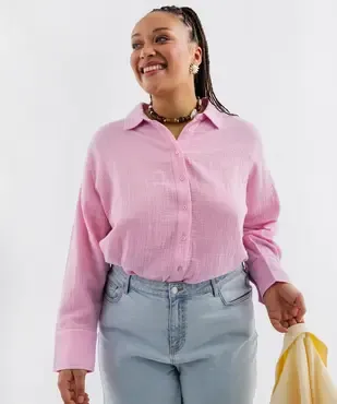 Chemise en gaze de coton unie femme grande taille vue1 - GEMO (G TAILLE) - GEMO