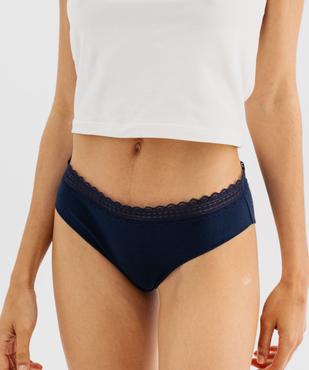 Culotte en coton stretch à ceinture dentelle élastique femme (lot de 2) vue1 - GEMO 4G FEMME - GEMO