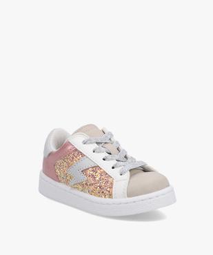 Baskets fille dessus pailleté et lacets brillants vue2 - GEMO (ENFANT) - GEMO