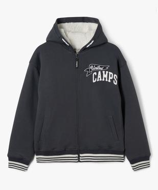 Sweat à capuche zippé doublé polaire imprimé devant et dos garçon - Camps United vue1 - CAMPS - GEMO