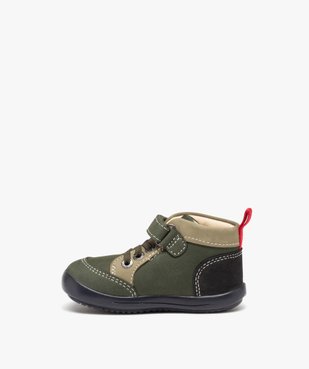 Chaussures premiers pas bébé garçon en cuir à lacets élastiques et à scratch - Kickers vue3 - KICKERS - GEMO