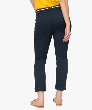 Pantalon femme en coton stretch avec ceinture à nouer vue3 - GEMO(FEMME PAP) - GEMO