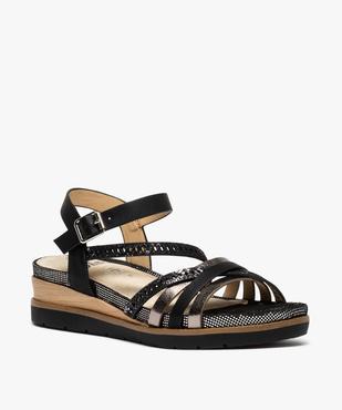 Sandales femme à petit talon compensé et brides fantaisie vue2 - GEMO (CASUAL) - GEMO
