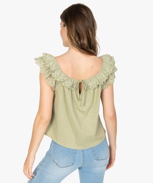 Débardeur femme court à volant en broderie anglaise vue5 - GEMO(FEMME PAP) - GEMO