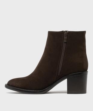 Boots zippées en suédine à talon haut et large femme - Valentina Baldano vue3 - VALENTINA BALDA - GEMO