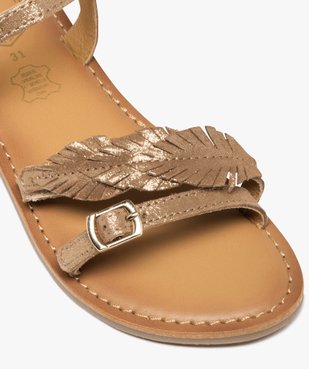 Sandales fille en cuir effet scintillant avec bride plumes fantaisie - Taneo vue6 - TANEO - GEMO