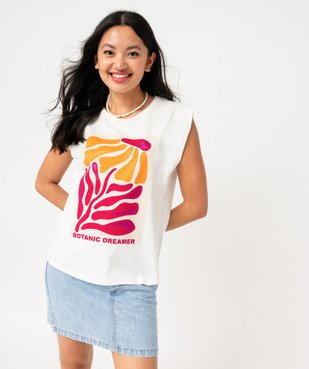 Tee-shirt manches courtes loose avec imprimé brillant femme vue1 - GEMO(FEMME PAP) - GEMO