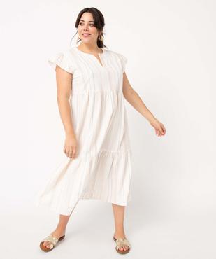 Robe femme grande taille à manches courtes col V et volant vue2 - GEMO (G TAILLE) - GEMO