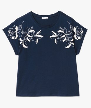 Tee-shirt manches courtes à broderies fleuries femme vue4 - GEMO(FEMME PAP) - GEMO