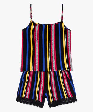 Combishort fille avec empiècement volanté effet 2 en 1 vue1 - GEMO (JUNIOR) - GEMO