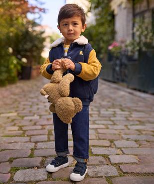 Blouson aviateur en velours à col en sherpa bébé garçon - LuluCastagnette vue2 - LULU CASTAGNETTE GEMO FOR GOOD - GEMO