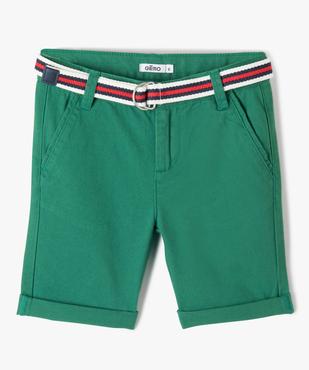 Bermuda en coton avec ceinture tricolore garçon vue1 - GEMO 4G GARCON - GEMO