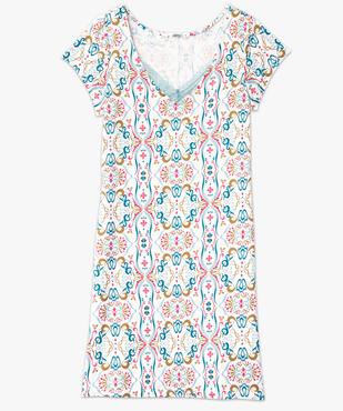 Chemise de nuit en maille extensible avec col V en dentelle femme vue4 - GEMO 4G FEMME - GEMO