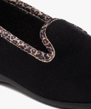 Chaussons femme pantoufles unies à col motif léopard vue6 - GEMO 4G FEMME - GEMO