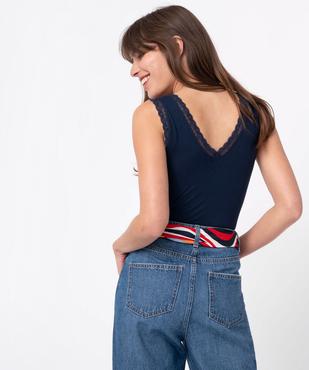Débardeur avec col V en dentelle femme vue3 - GEMO 4G FEMME - GEMO