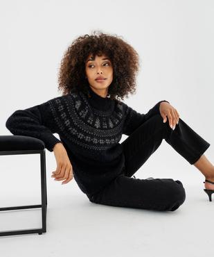 Pull jacquard pailleté et duveteux spécial Noël vue1 - GEMO(FEMME PAP) - GEMO