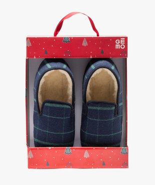 Chaussons homme dessus à carreaux et fourrés en laine vue7 - GEMO 4G HOMME - GEMO