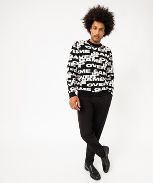 Pull jacquard avec inscriptions all over homme vue5 - GEMO (HOMME) - GEMO