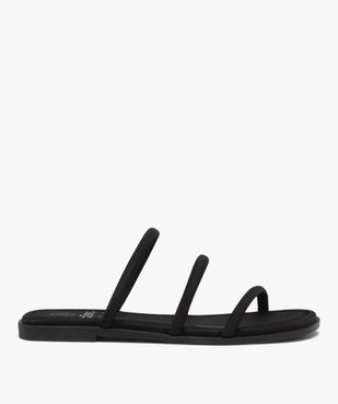 Mules femme à talon plat et brides en toile unie vue1 - GEMO (CASUAL) - GEMO