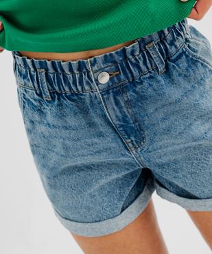 Short en jean délavé coupe ample et taille paper bag femme vue2 - GEMO 4G FEMME - GEMO