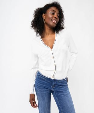 Gilet à col V en fine maille fantaisie femme - LuluCastagnette vue2 - LULUCASTAGNETTE - GEMO