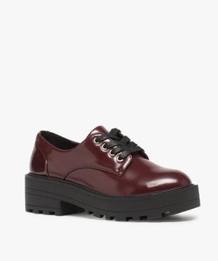 Derbies femme unis et vernis à semelle plateforme crantée vue2 - GEMO (CASUAL) - GEMO