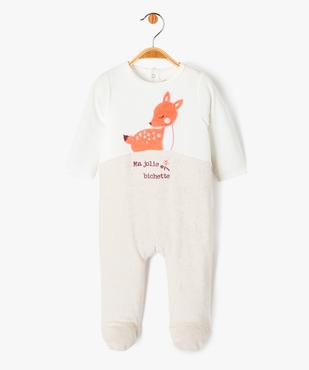 Pyjama velours à pont-dos motif biche bébé vue1 - GEMO(BB COUCHE) - GEMO