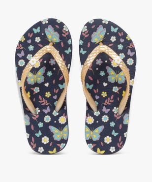 Tongs à motifs fleuris et papillons fille vue1 - GEMO (PLAGE) - GEMO