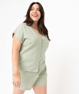 Chemise femme grande taille en lin et viscose vue2 - GEMO 4G GT - GEMO