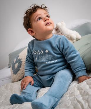 Pyjama en velours avec message sur le buste bébé vue1 - GEMO(BB COUCHE) - GEMO