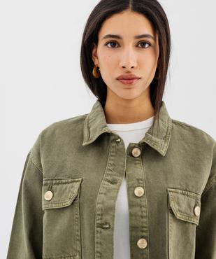 Veste en jean coloré large et courte femme vue2 - GEMO 4G FEMME - GEMO