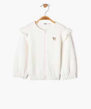 Sweat zippé avec volants sur les épaules bébé fille vue1 - GEMO(BEBE DEBT) - GEMO