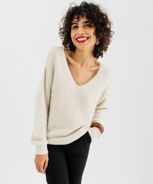 Pull en maille douillette avec double encolure V femme vue2 - GEMO(FEMME PAP) - GEMO