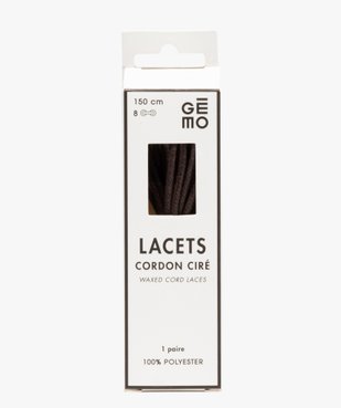 Lacets ronds cirés 150 cm (lot de 2) vue1 - GEMO(ENTRETIEN) - GEMO