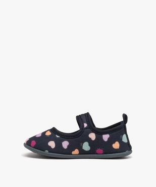Chaussons fille ballerines en textile imprimé petits coeurs vue3 - GEMO 4G FILLE - GEMO