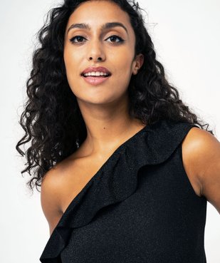 Tee-shirt asymétrique à volant et paillettes femme vue2 - GEMO(FEMME PAP) - GEMO