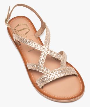 Sandales femme plates à brides tressées en cuir - Tanéo vue5 - TANEO - GEMO