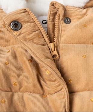 Parka bébé fille en velours côtelé à pois dorés avec écharpe douce vue4 - GEMO 4G BEBE - GEMO