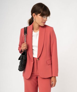 Veste blazer coupe droite ajustée fermeture un bouton femme vue1 - GEMO(FEMME PAP) - GEMO