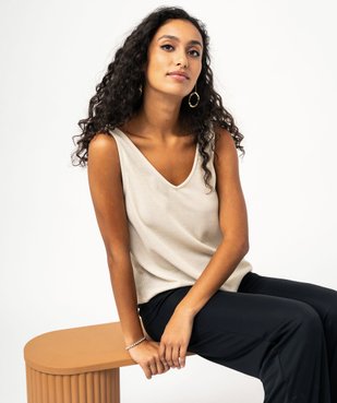 Débardeur col V pailleté femme vue1 - GEMO(FEMME PAP) - GEMO