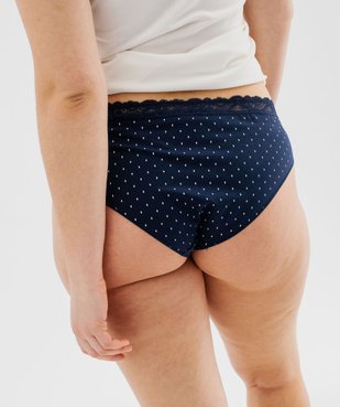 Slip en coton stretch avec taille en dentelle femme grande taille (lot de 2) vue3 - GEMO 4G FEMME - GEMO