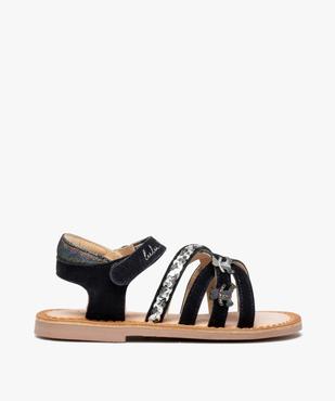 Sandales filles à brides entrelacées en cuir et à scratch - LuluCastagette vue1 - LULU CASTAGNETT - GEMO