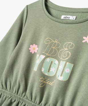Robe sweat à manches longues avec motif pailleté fille vue2 - GEMO (ENFANT) - GEMO