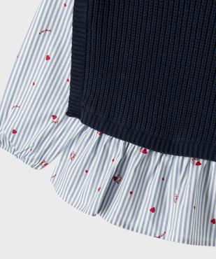 Pull avec manches et volants en coton effet 2 en 1 fille vue3 - GEMO (ENFANT) - GEMO