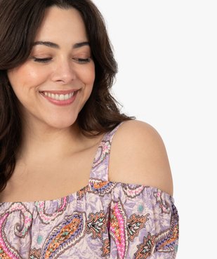 Blouse femme grande taille à manches courtes épaules dénudées vue2 - GEMO 4G FEMME - GEMO